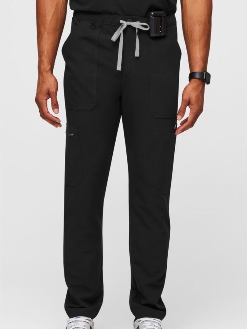 Figs Men's Black Cairo Scrub Pants with Gray Drawstring